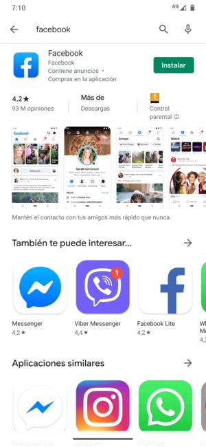 Seleccione la aplicación