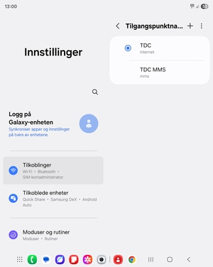 Velg internett-tilgangspunkt