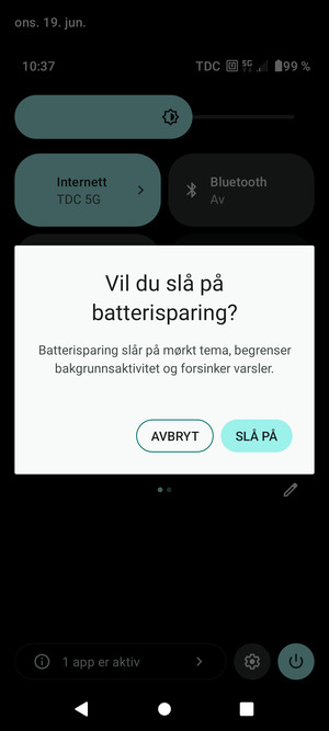 Velg SLÅ PÅ