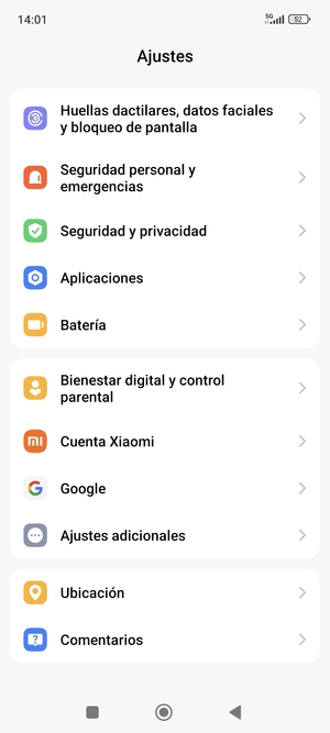 Desplácese y seleccione Ajustes adicionales