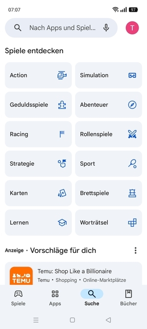 Wählen Sie die Suchleiste
