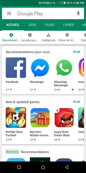 Sélectionnez la barre de Recherche