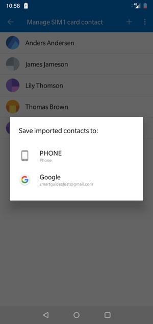 Select your Google account
