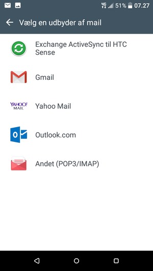 Vælg Outlook.com (Hotmail)