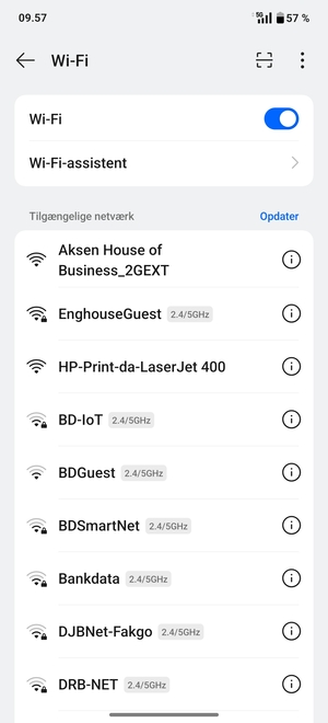 Vælg det trådløse netværk, du ønsker at oprette forbindelse til