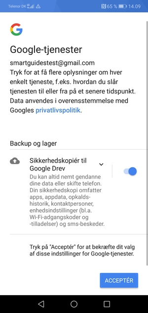 Vælg ACCEPTÉR