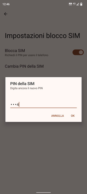 Conferma il nuovo PIN della SIM e seleziona OK
