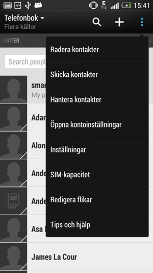 Välj Hantera kontakter
