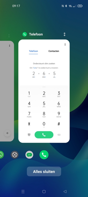 Selecteer Alles sluiten om alle actieve apps te sluiten