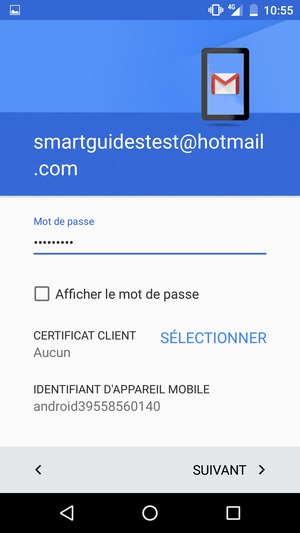 Saisissez votre mot de passe et sélectionnez SUIVANT