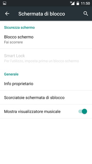 Seleziona Blocco schermo