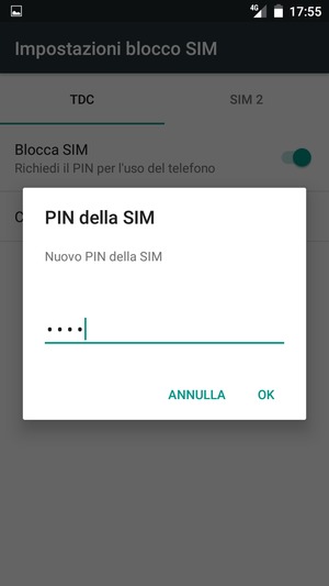 Inserisci Nuovo PIN della SIM e seleziona OK