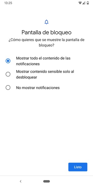 Seleccione la opción deseada y seleccione Listo
