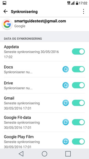 Dine oplysninger vil blive synkroniseret