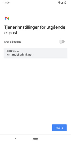 Slå av Krev pålogging og velg NESTE