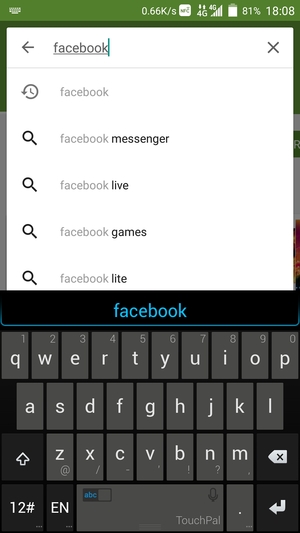 Voer de app-naam in en selecteer Enter