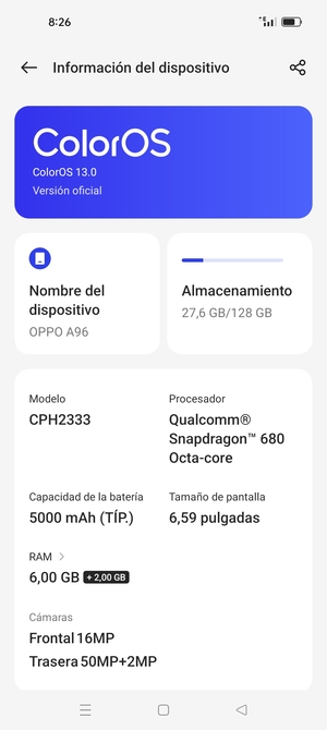 Seleccione ColorOS