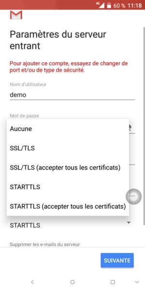 Sélectionnez Aucune puis SUIVANTE
