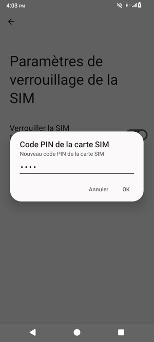 Saisissez votre Nouveau code PIN de la carte SIM et sélectionnez OK