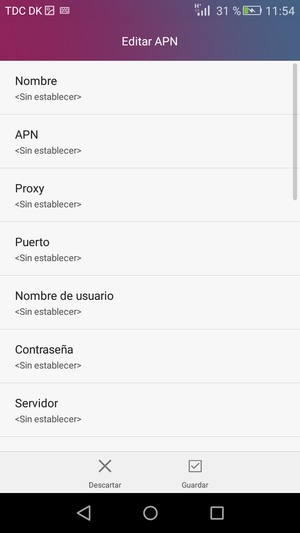 Introduzca la información de Internet