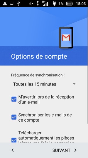 Sélectionnez SUIVANT