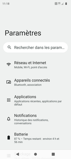 Sélectionnez Réseau et Internet