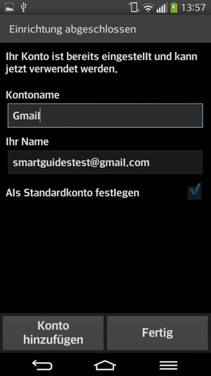 Geben Sie Ihrem Konto einen Namen und geben Sie Ihren Namen ein. Wählen Sie Fertig