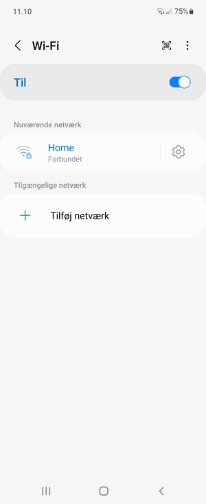 Du er nu tilsluttet Wi-Fi netværket