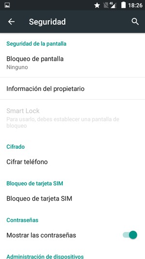Seleccione Bloqueo de tarjeta SIM