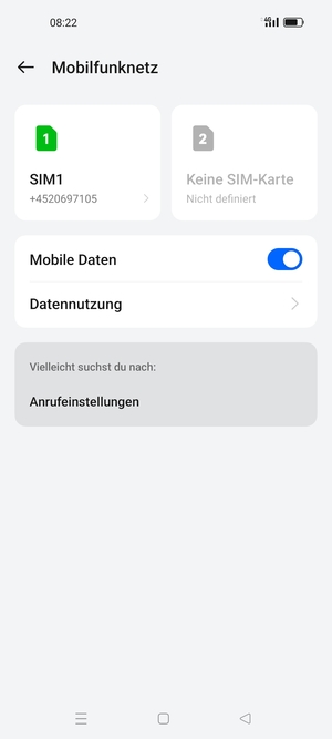 Wählen Sie SIM1 oder SIM2