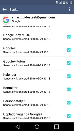 Kontrollera att Kontakter är valt