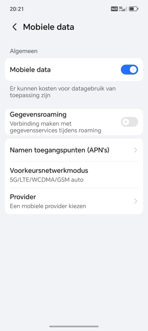 Selecteer Namen toegangspunten (APN's)