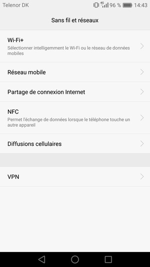 Sélectionnez Partage de connexion Internet