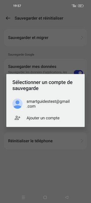 Sélectionnez votre compte de sauvegarde