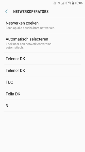 Selecteer een netwerkoperator uit de lijst