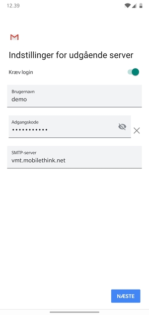 Indtast udgående serveradresse