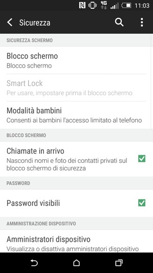 Seleziona Blocco schermo