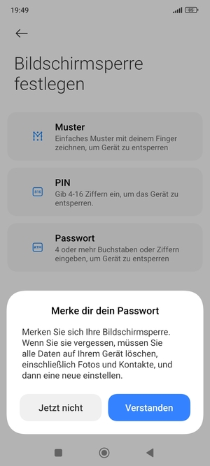 Wählen Sie Verstanden