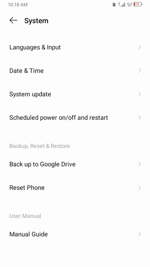 Scroll to and select System update