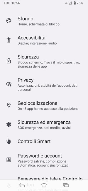 Scorri e seleziona Geolocalizzazione