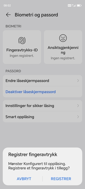 Velg ønsket alternativ
