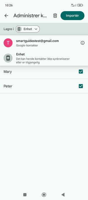 Velg din Google-konto