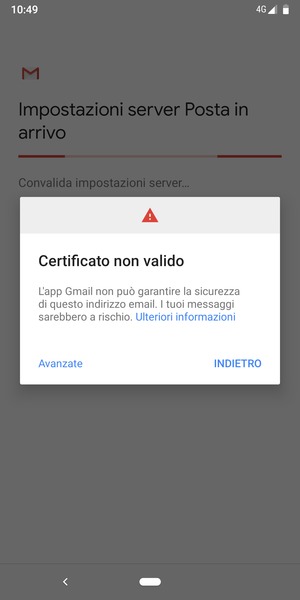 Seleziona INDIETRO