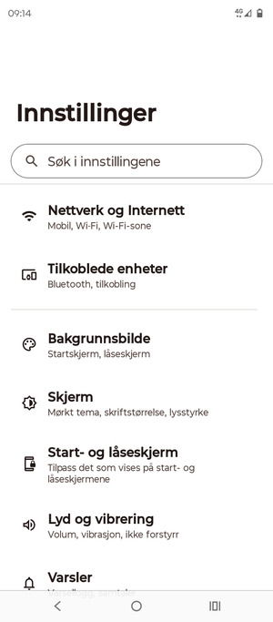 Velg Nettverk og Internett