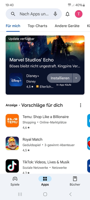 Wählen Sie die Suchleiste