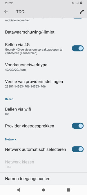 Scroll naar en selecteer Namen toegangspunten