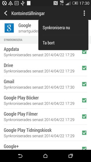 Välj Synkronisera nu