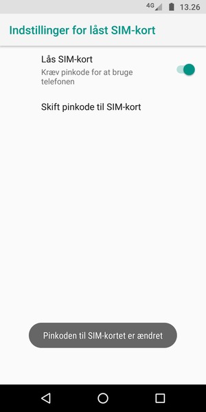 Din Pinkode til SIM-kort er nu ændret