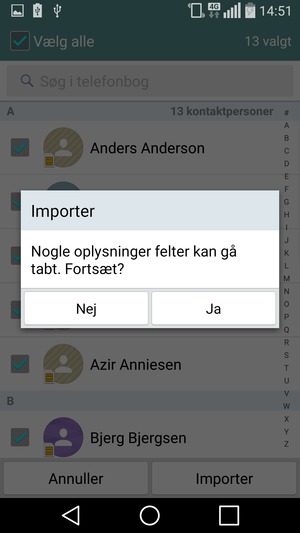 Vælg Ja