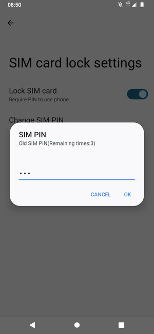 Enter your Old SIM PIN and select OK